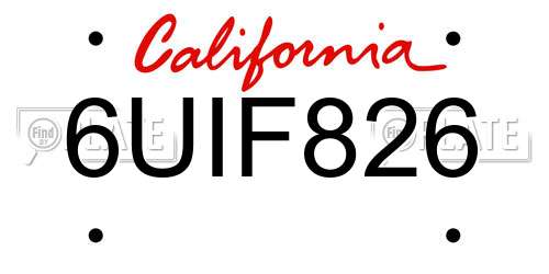 6UIF826 California License Plate