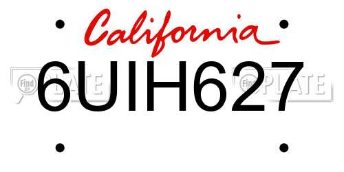 6UIH627 California License Plate
