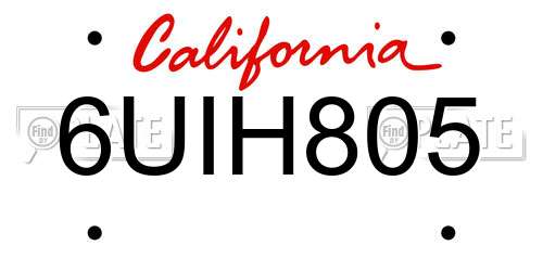 6UIH805 California License Plate