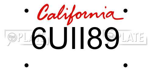 6UII89 California License Plate