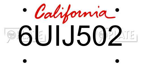 6UIJ502 California License Plate