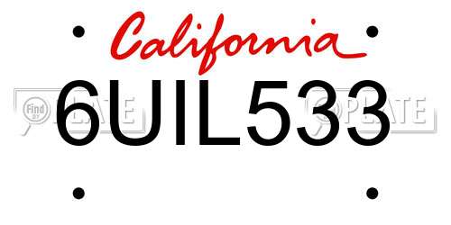6UIL533 California License Plate