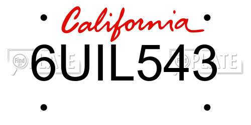 6UIL543 California License Plate