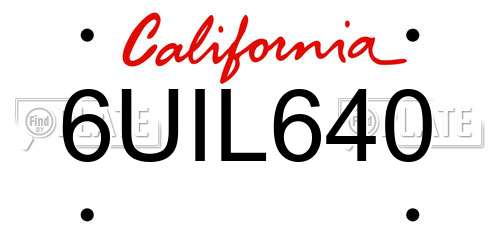 6UIL640 California License Plate