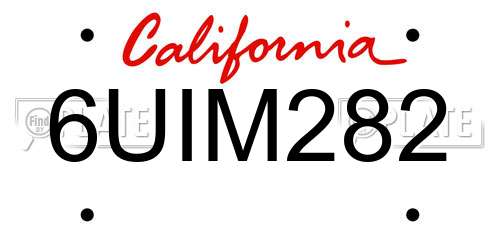 6UIM282 California License Plate