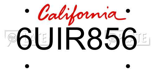 6UIR856 California License Plate