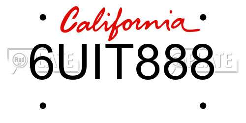 6UIT888 California License Plate