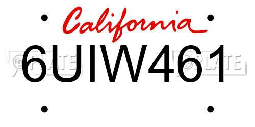 6UIW461 California License Plate