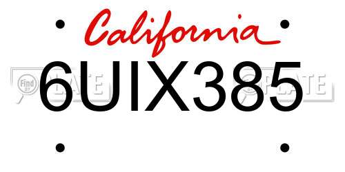 6UIX385 California License Plate
