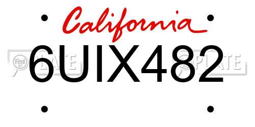 6UIX482 California License Plate