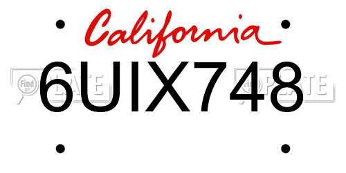 6UIX748 California License Plate