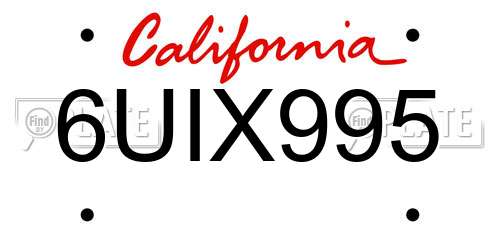 6UIX995 California License Plate