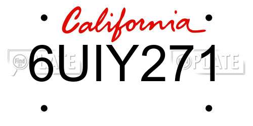 6UIY271 California License Plate