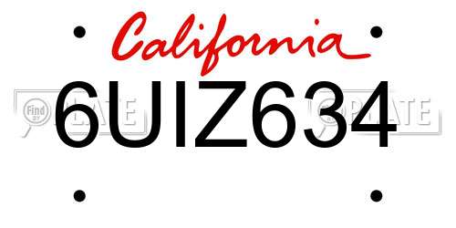 6UIZ634 California License Plate
