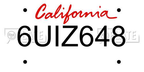 6UIZ648 California License Plate
