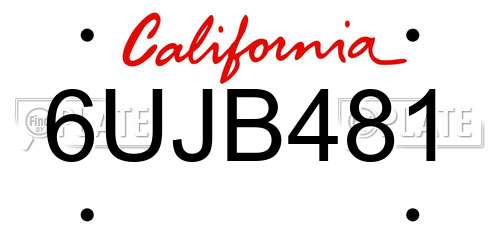 6UJB481 California License Plate