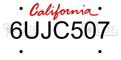 6UJC507 California License Plate