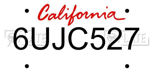 6UJC527 California License Plate