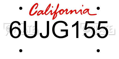 6UJG155 California License Plate