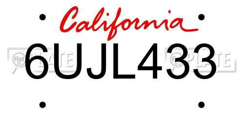 6UJL433 California License Plate
