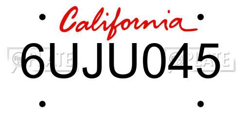 6UJU045 California License Plate