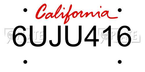 6UJU416 California License Plate