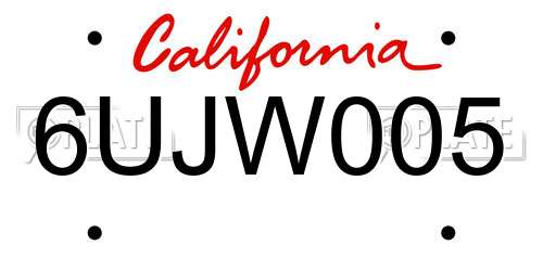 6UJW005 California License Plate