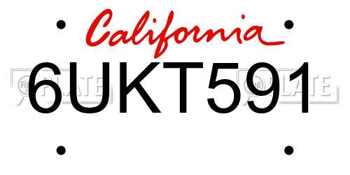 6UKT591 California License Plate