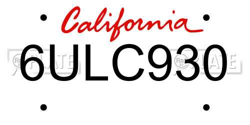 6ULC930 California License Plate