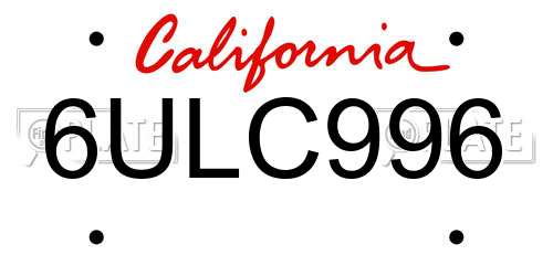6ULC996 California License Plate