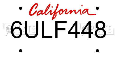 6ULF448 California License Plate