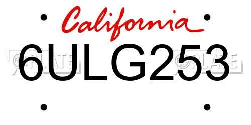 6ULG253 California License Plate