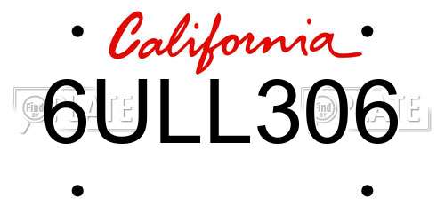 6ULL306 California License Plate