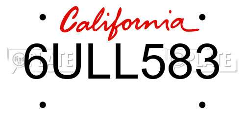 6ULL583 California License Plate