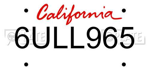 6ULL965 California License Plate
