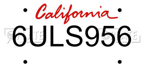 6ULS956 California License Plate