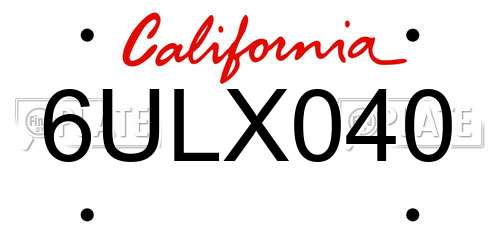 6ULX040 California License Plate
