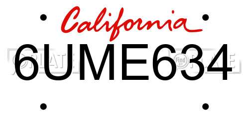 6UME634 California License Plate