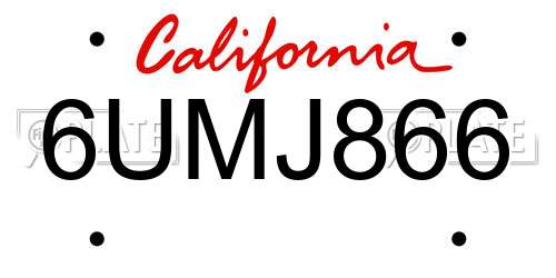 6UMJ866 California License Plate