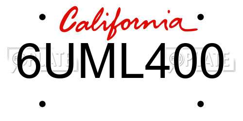 6UML400 California License Plate