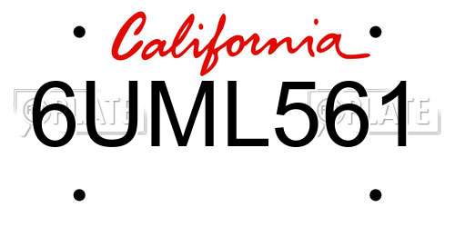 6UML561 California License Plate