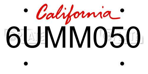 6UMM050 California License Plate
