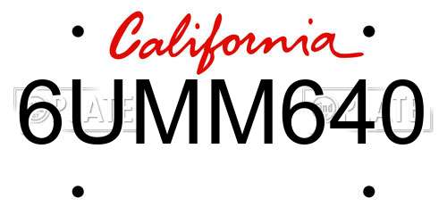 6UMM640 California License Plate