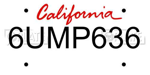 6UMP636 California License Plate