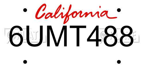 6UMT488 California License Plate