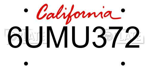 6UMU372 California License Plate