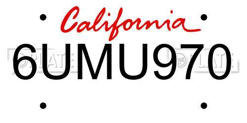 6UMU970 California License Plate