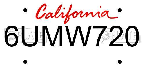 6UMW720 California License Plate