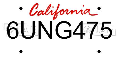 6UNG475 California License Plate