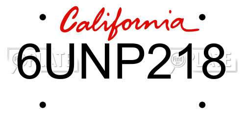 6UNP218 California License Plate